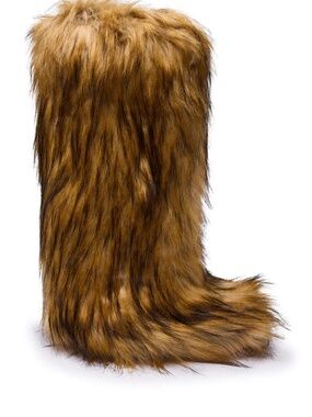 AKIRA AZALEA WANG FAYES BROWN MULTI FURRY KNEE HIGH FLAT BOOT Size 88